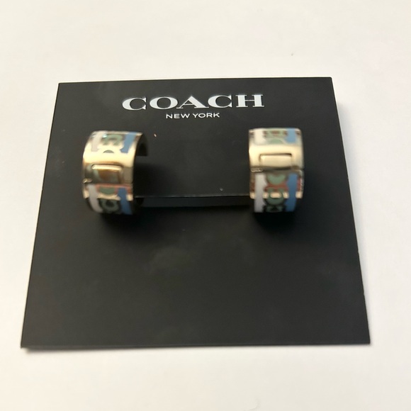 Coach Signature C Huggie Earrings NWT - Picture 2 of 5